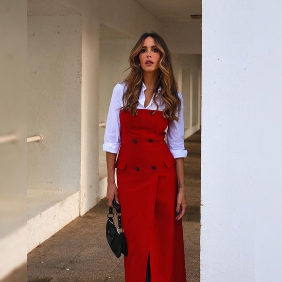 Zara Strapless Pocket Dress Red Size XS NWT - Picture 5 of 12